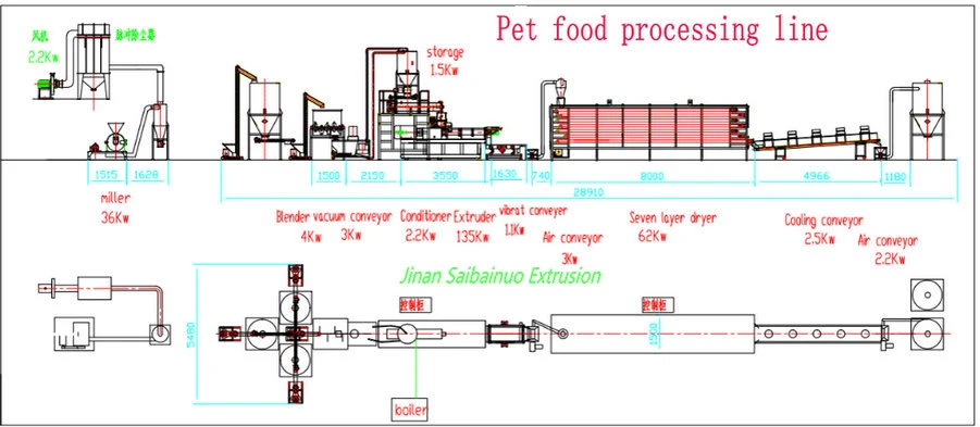 100-3000kg/Hr Industrial Automatic Wet Dry Animal Pet Dog Cat Food Manufacturing Extruder Fish Feed Making Machine Production Line Processing Maker Plant