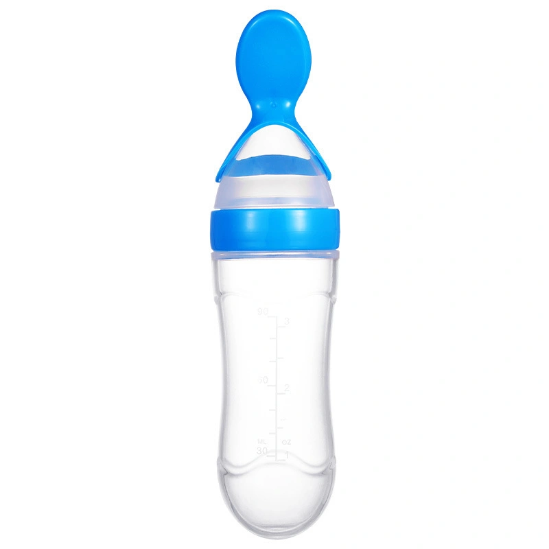 CE ISO Silicone Baby Squeeze Bottle Rice Paste Feeder Feeding Bottle with Spoon