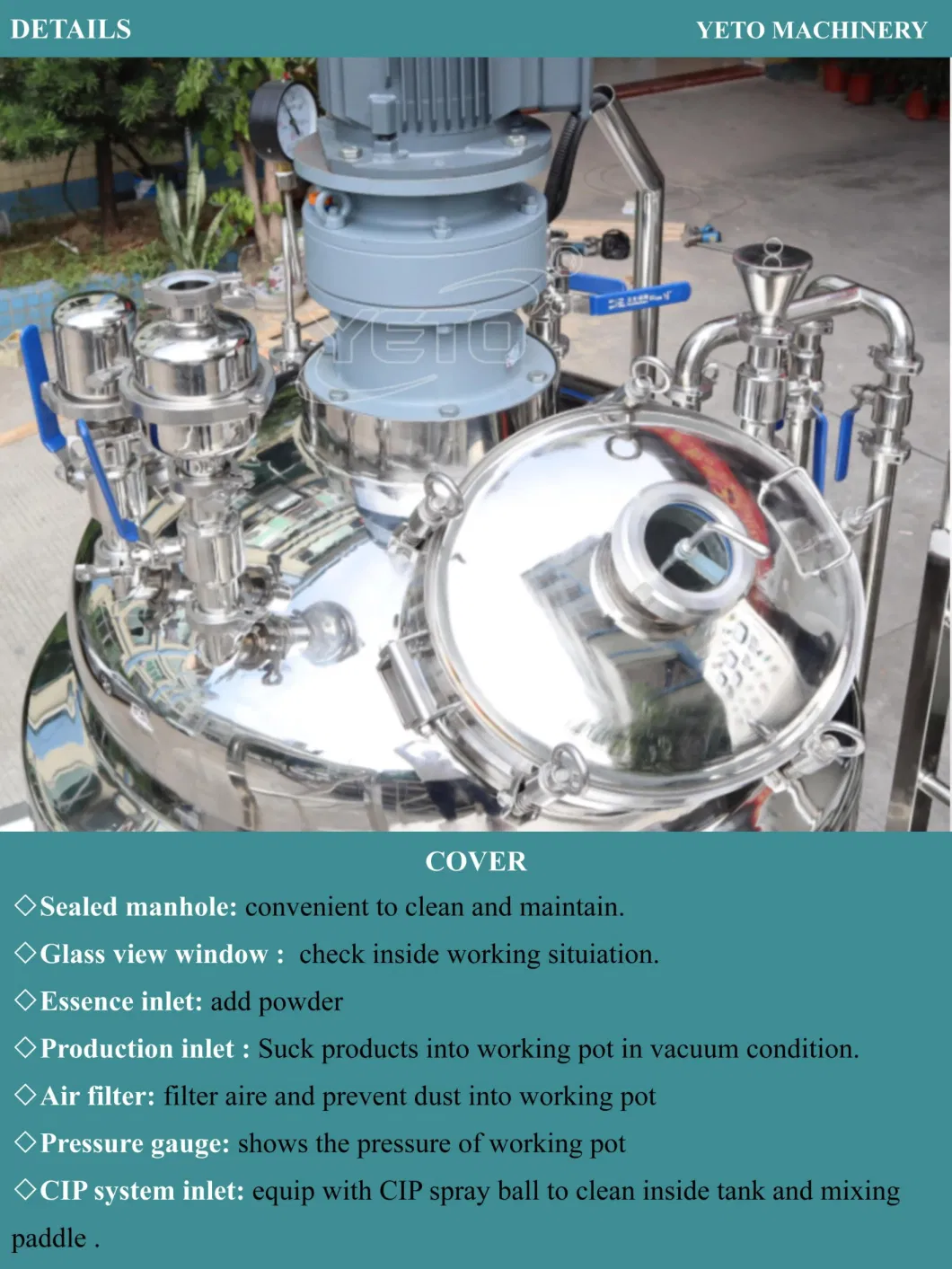 Vacuum Reactor Blending Machine Equipment Homogenizing Emulsifier Mixer for Cream Cosmetic Paste Making